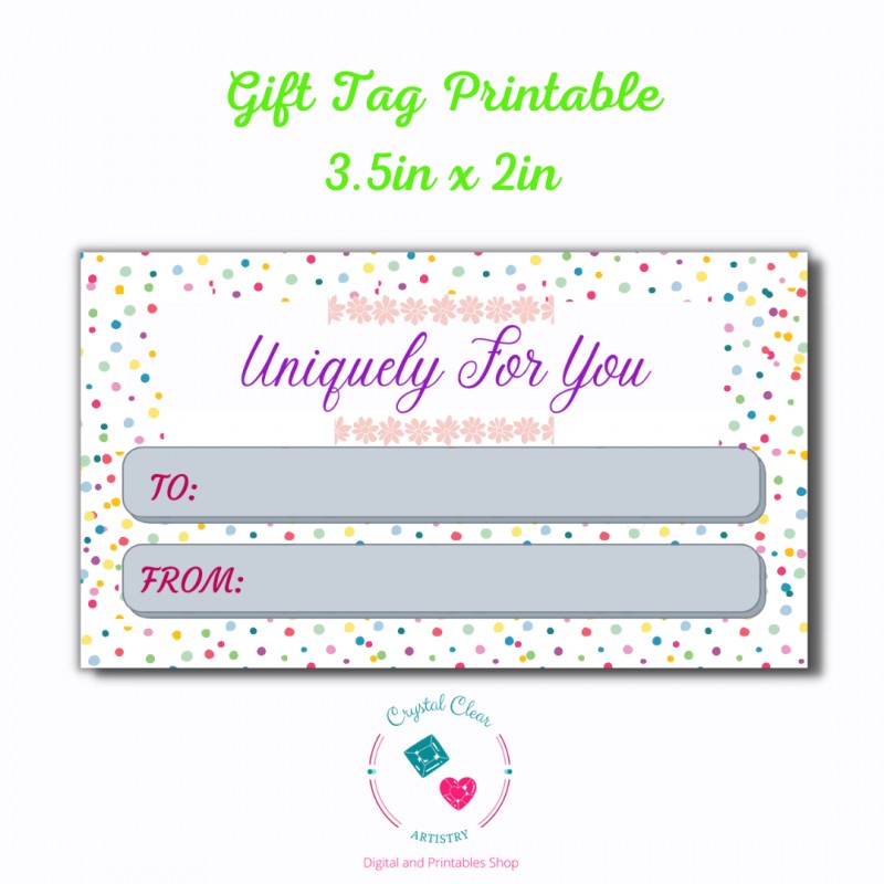 Get Gift Tag Printable 3.5 x 2 inches Dotted Design by Crystal Clear ...