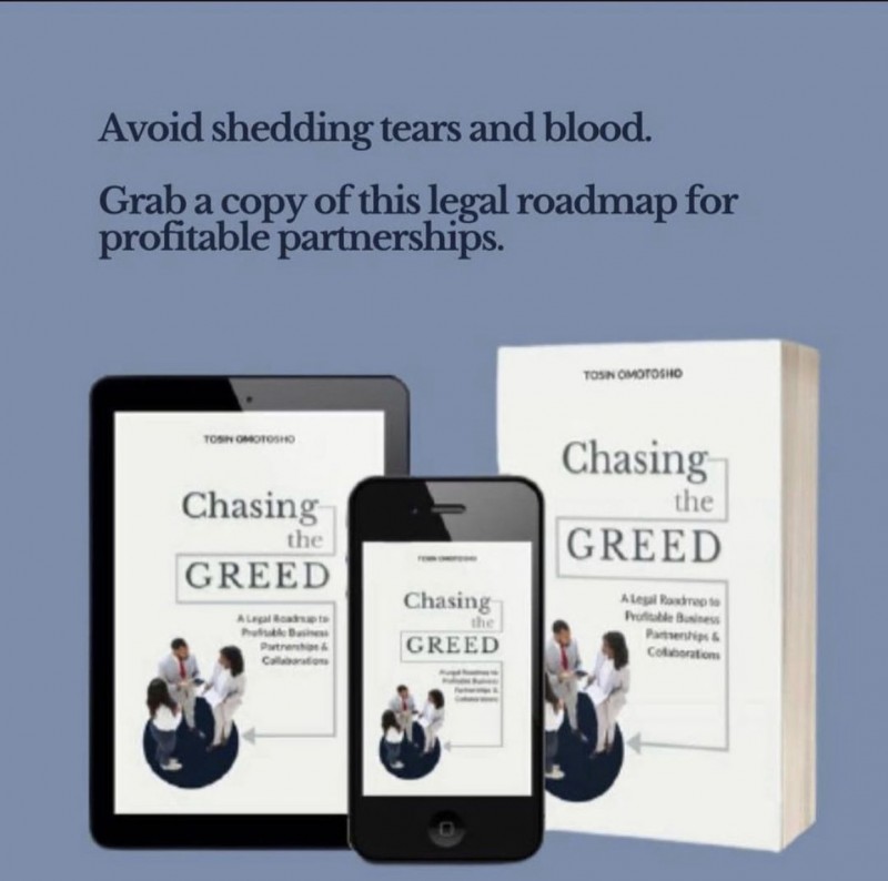 E-Book                  CHASING  THE GREED; Your legal roadmap to profitable business partnerships and collaborations