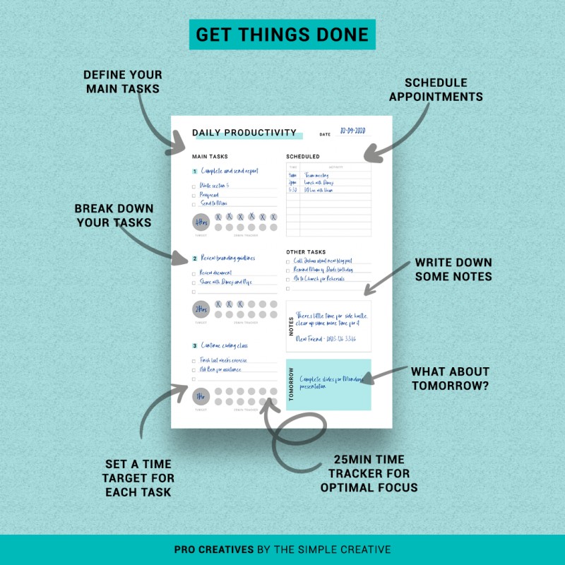 Productivity Planner | Free Weekly Planner | A4 & US Letter | Printable & Fillable PDF | Daily Schedule, Pomodoro Tracker, To Do List