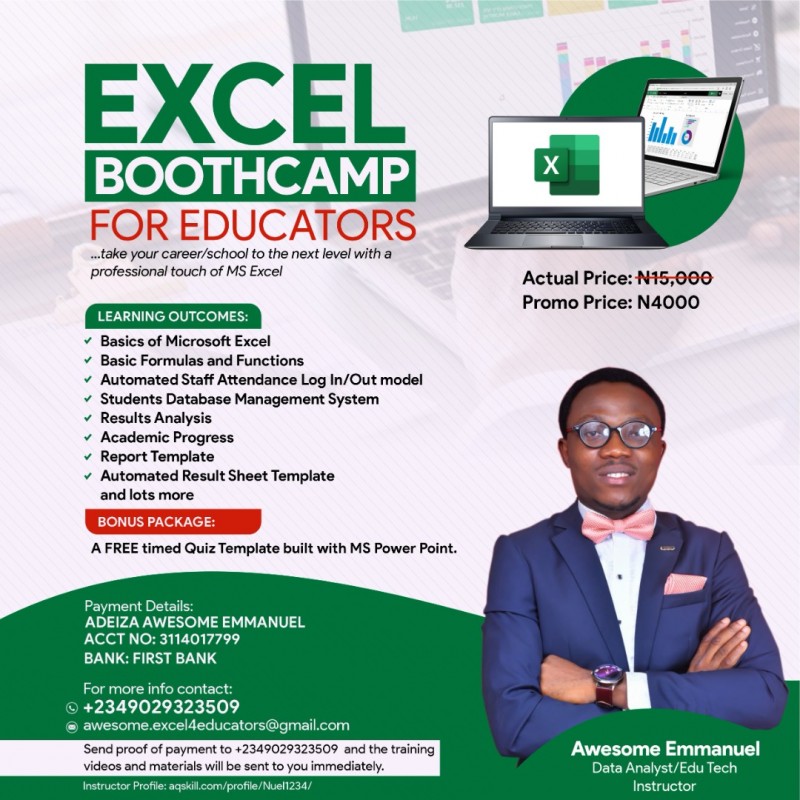 Buy Excel 4 Educators By Awesome Emmanuel On Selar co