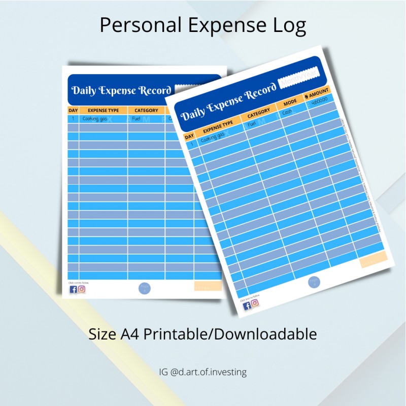 Beautiful & Functional Personal Expense Log - Daily Expense Tracker - Printable