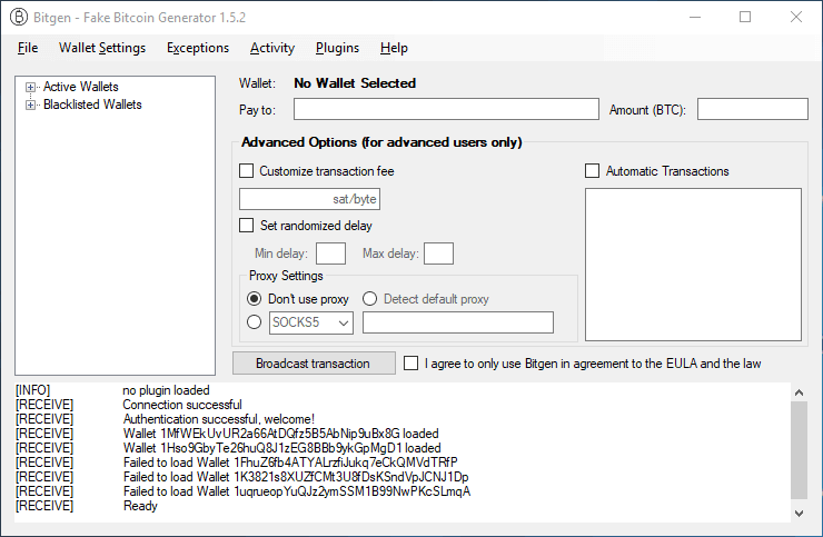 Bitcoin Hack: Fake Bitcoin (BTC) Transaction Sender Software Tool