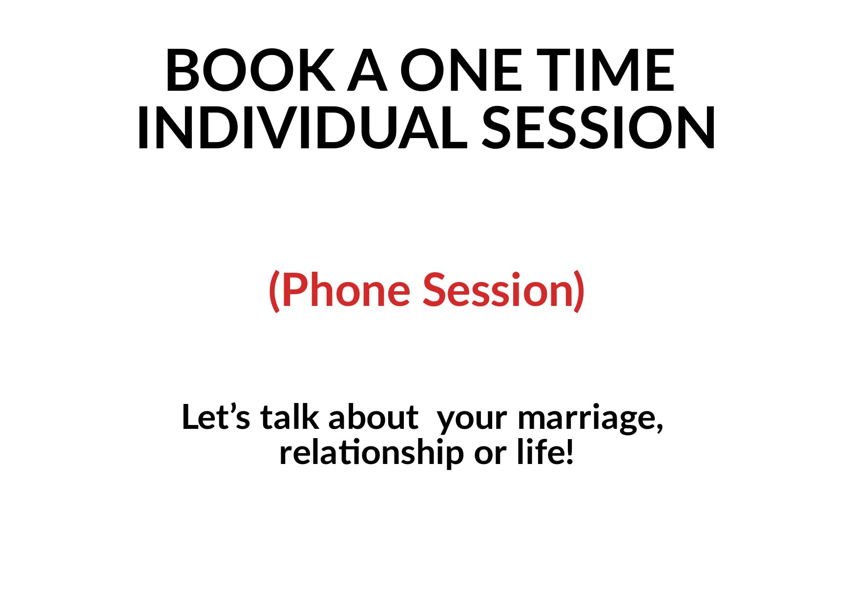 One Time Individual Session (Phone Session)