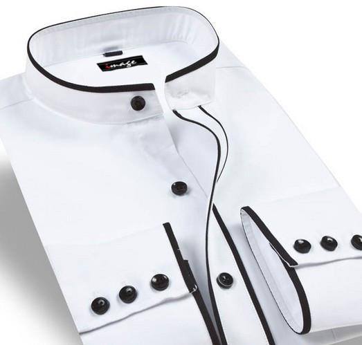 slim fit collarless dress shirt Slim Fit White Collared Dress Shirt