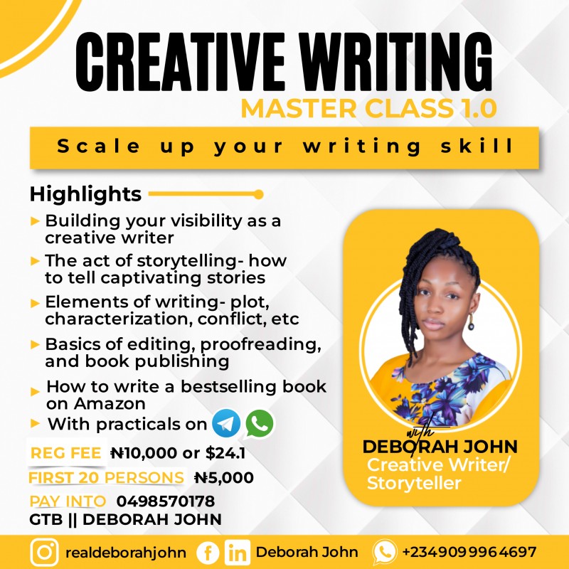 Buy CREATIVE WRITING MASTER CLASS by Deborah John on Selar.co