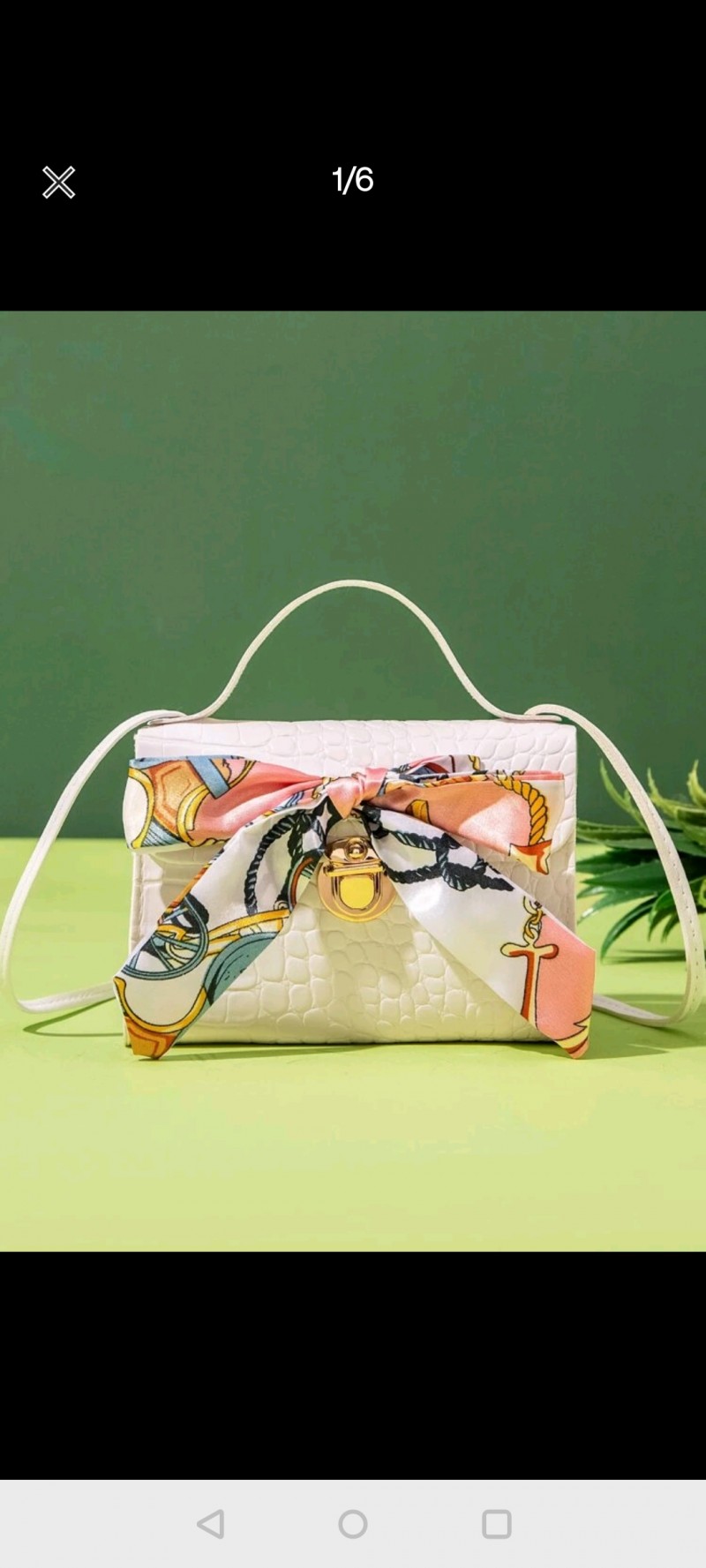 Croc Embossed Bow Decor Push Lock Satchel Bag