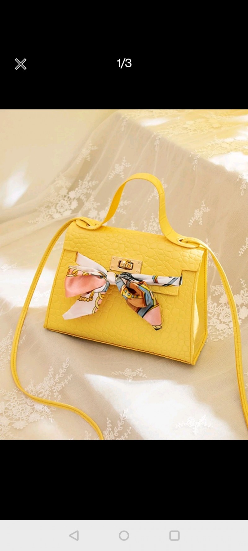 Croc Embossed Scarf Decor Twist Lock Satchel Bag