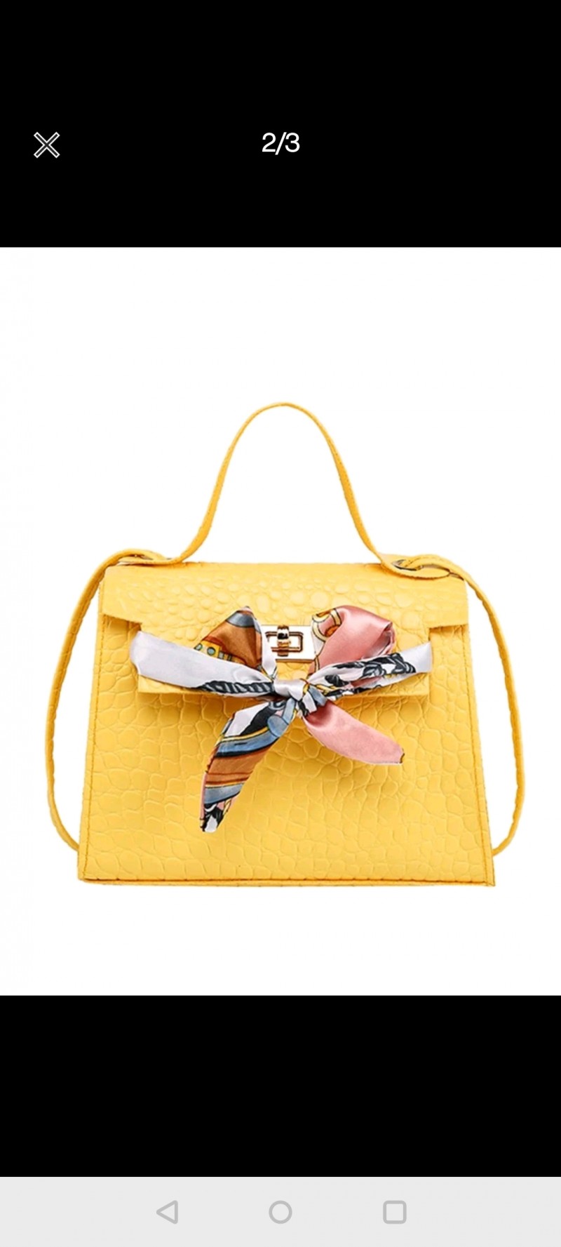 Croc Embossed Scarf Decor Twist Lock Satchel Bag