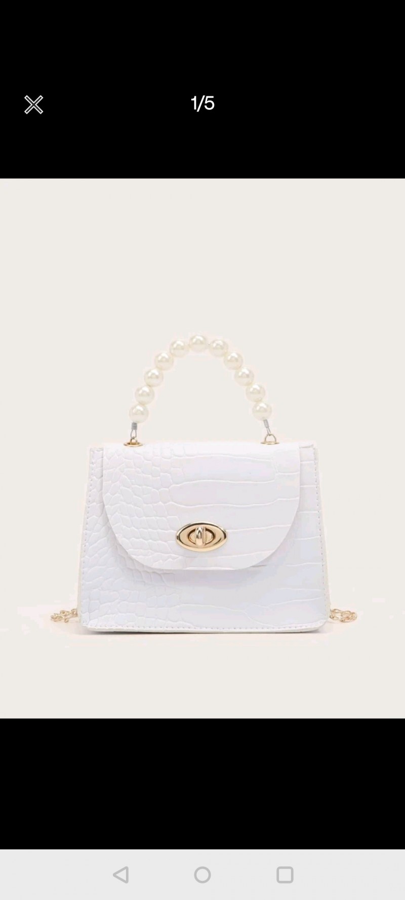 Faux Pearl Beaded twist Lock Satchel Bag