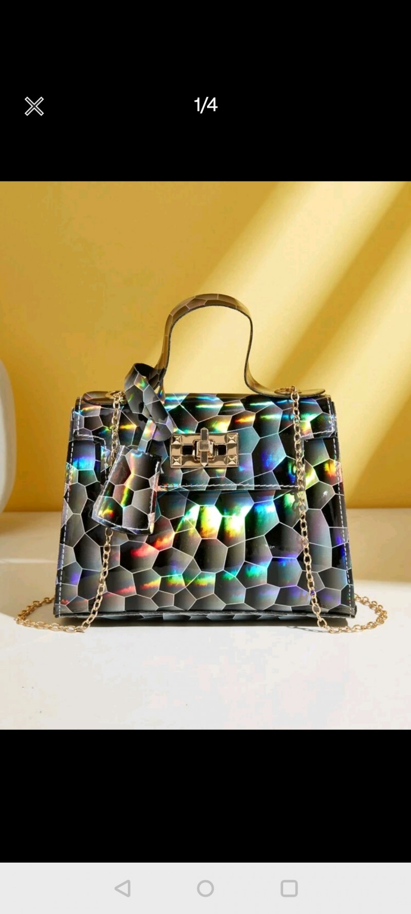 Geometric Graphic chain Satchel Bag