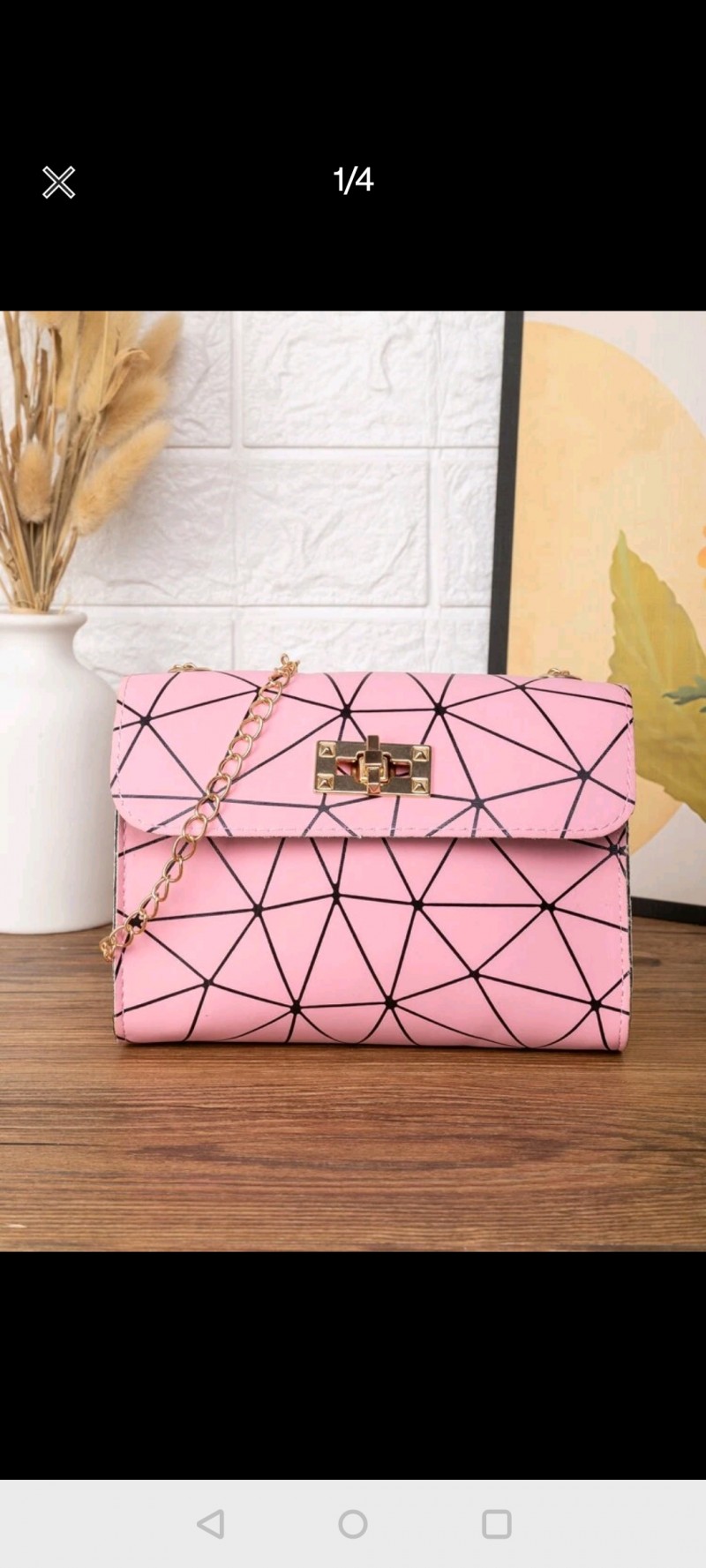 Geometric Graphic Toggle lock Chain Crossbody Bag