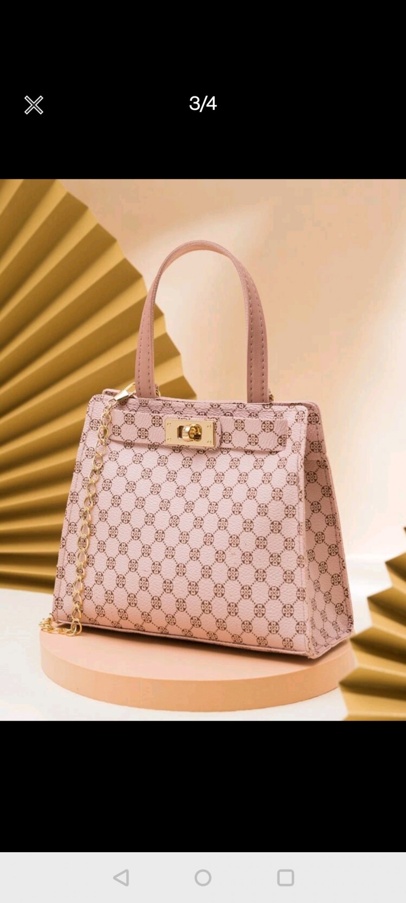 Geometric Graphic Twist Lock Chain Bag