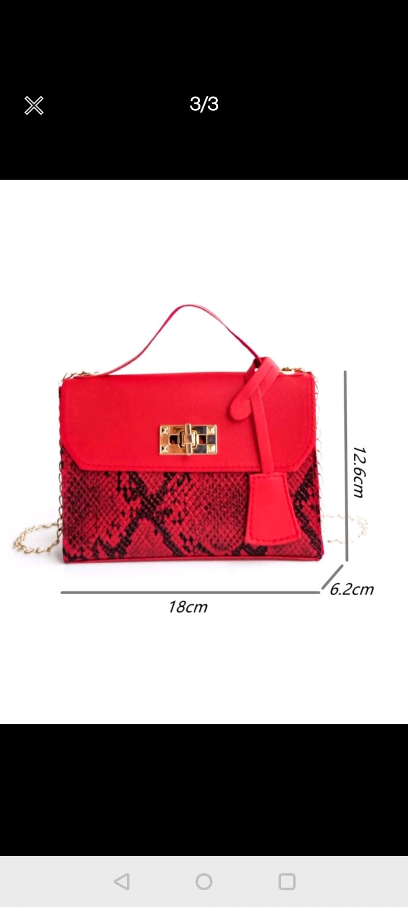 Snakeskin Print Flap Chain Bag