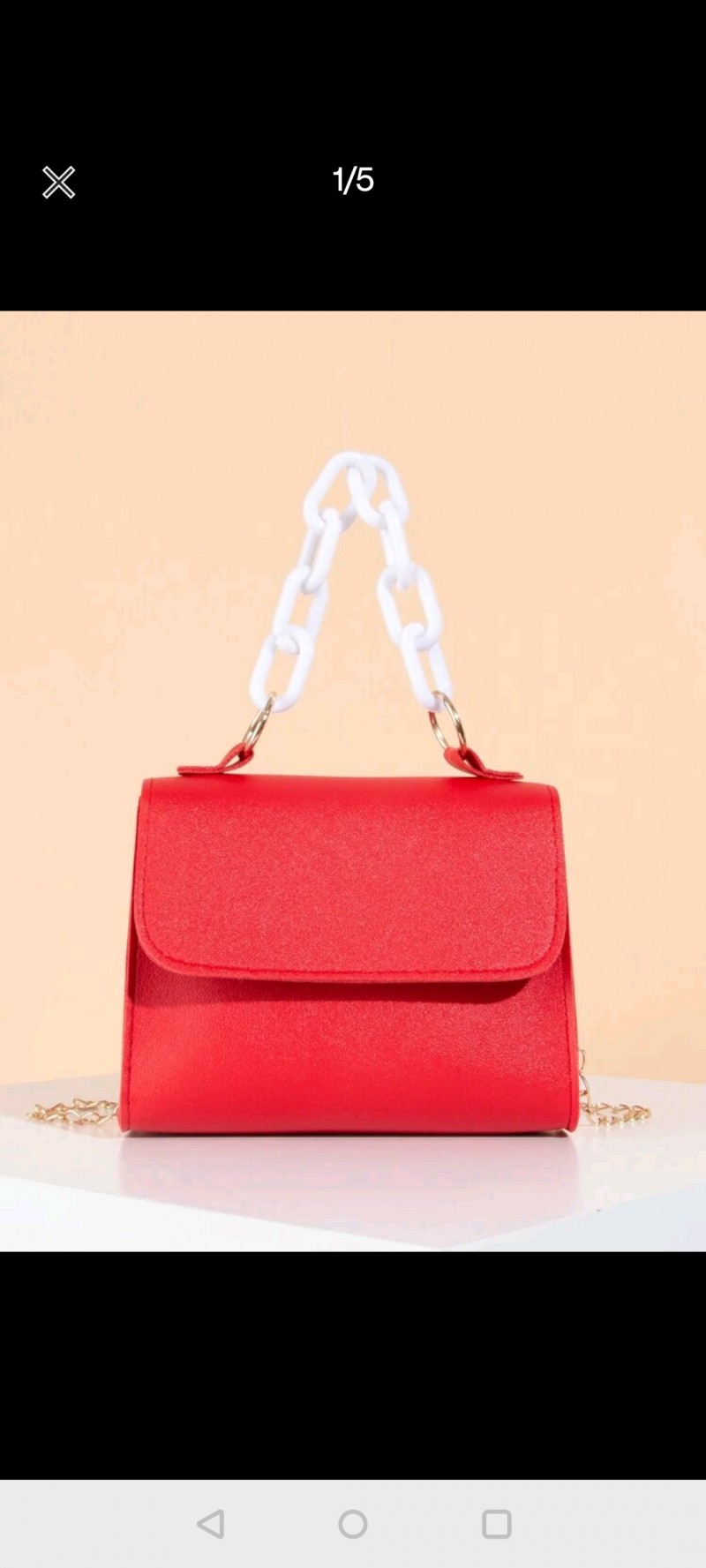 Snap Button Flap Chain Satchel Bag