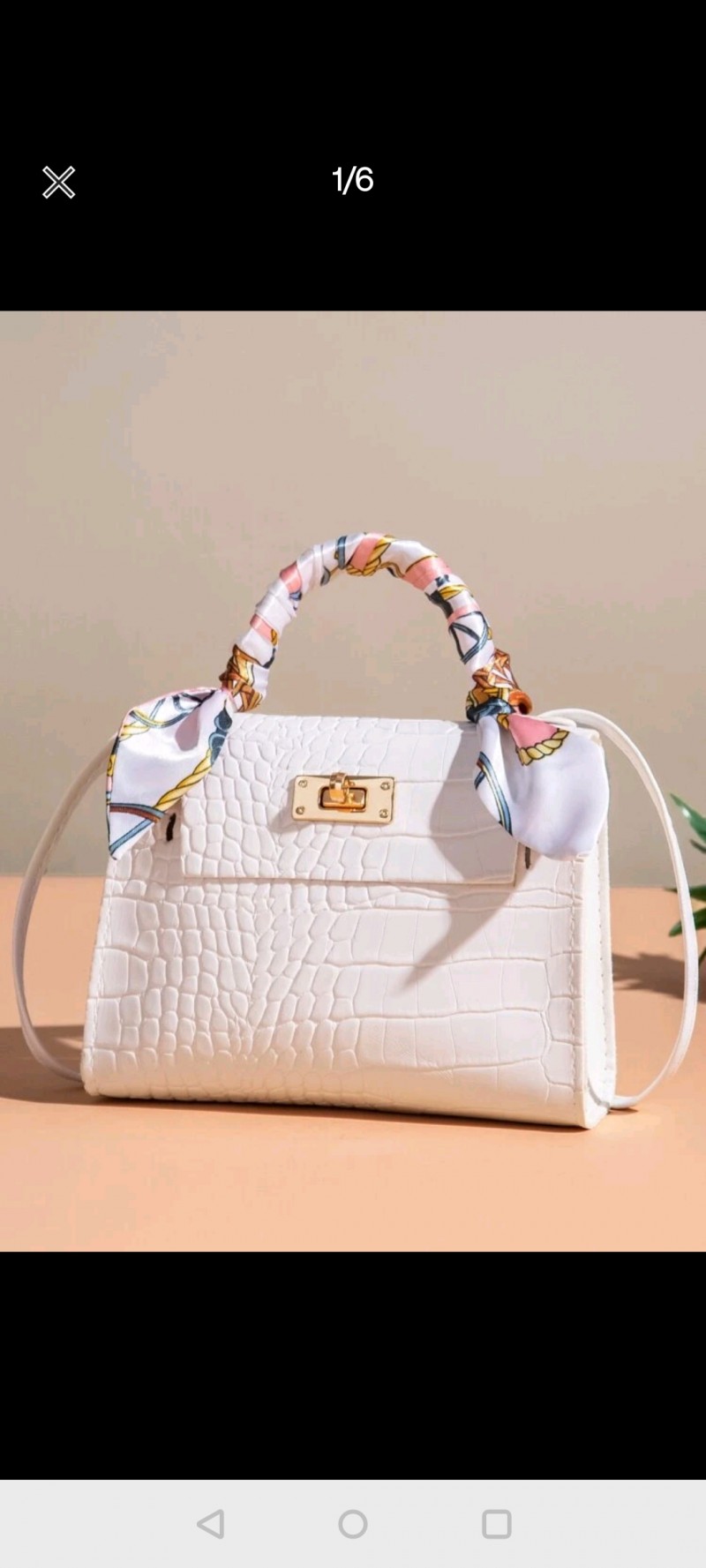 Twilly Scarf Decor Croc Embossed Square Bag