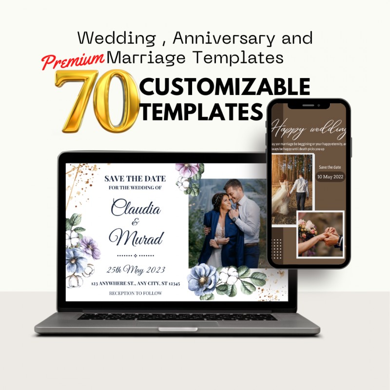70+ Best wedding, Anniversary and Marriage Design Templates | easily customizable even on mobile phone | don't as