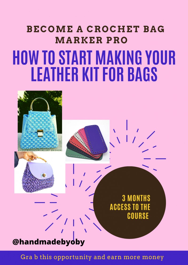 Leather / eco leather Kit  course for crochet bags
