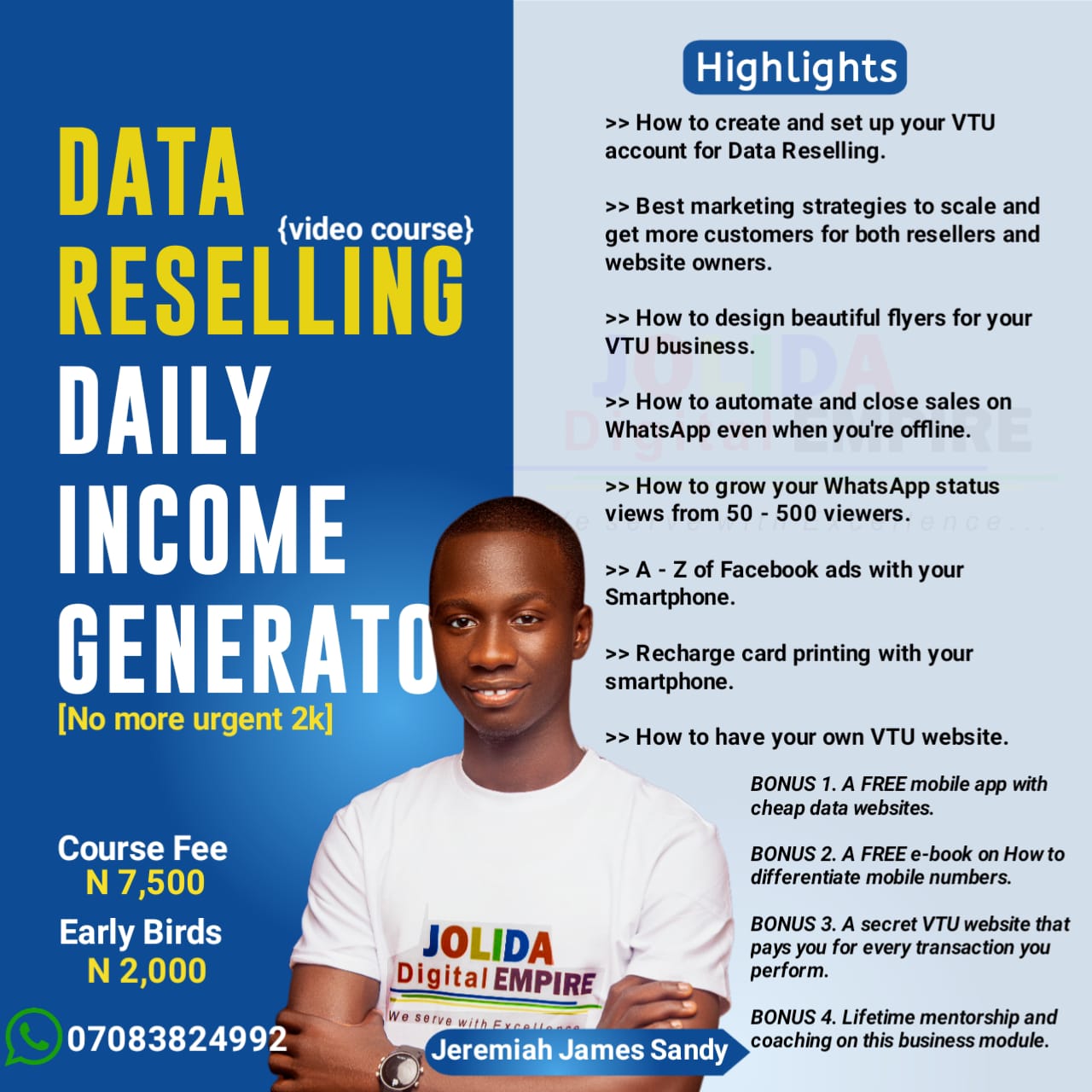 Daily Income Generators Buy DATA RESELLING DAILY INCOME GENERATOR (copy) by JEREMIAH JAMES ...