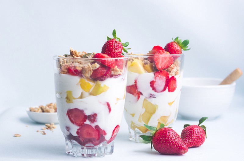 Yoghurt Parfaits Topped with crunchy
