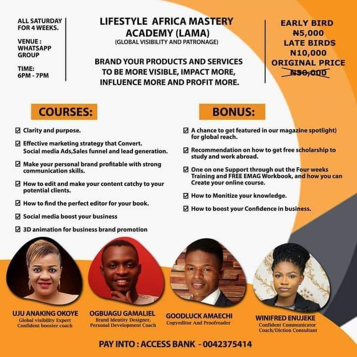 LIFESTYLE AFRICA MASTERY ACADEMY (GLOBAL VISIBILITY AND PATRONAGE)