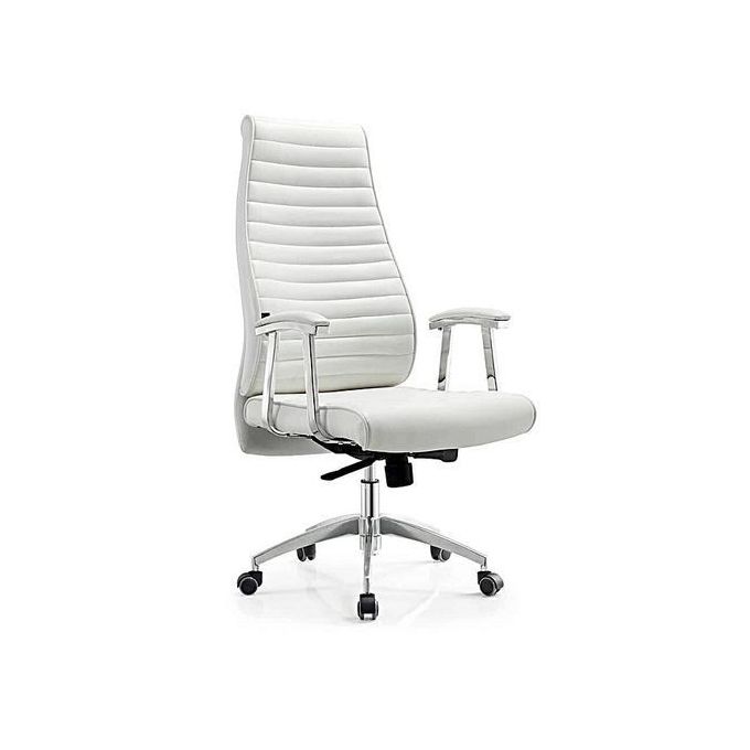 Executive Elegant Back Recliner Swivel Chair-White Colour