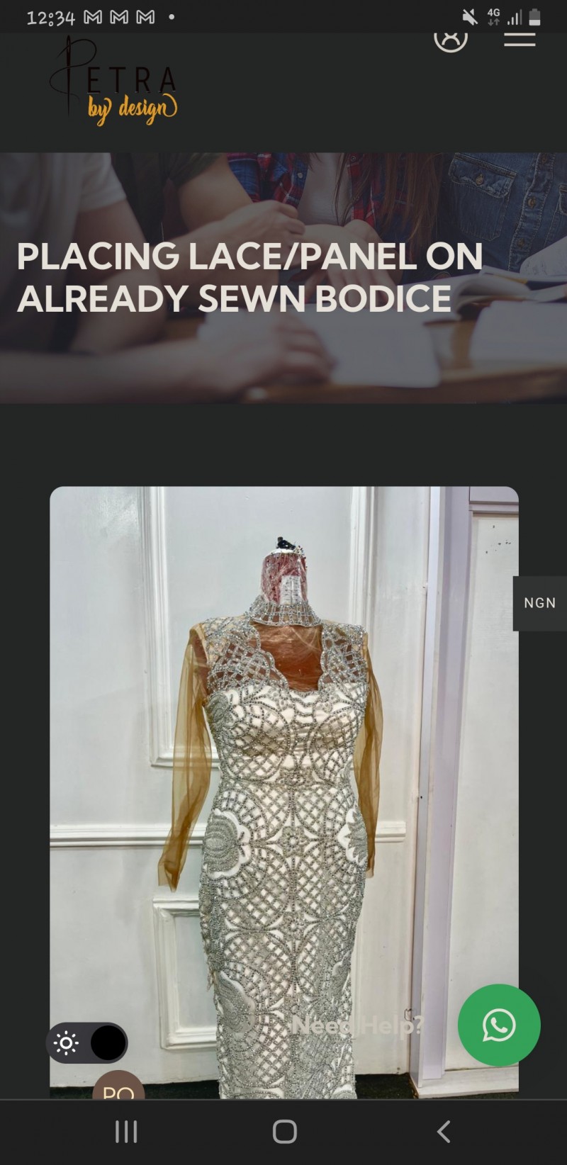 Placing lace/panels on already sewn bodice