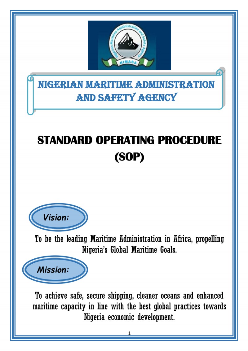 NIGERIAN MARITIME ADMINISTRATION AND SAFETY AGENCY [STANDARD OPERATING PROCEDURE]