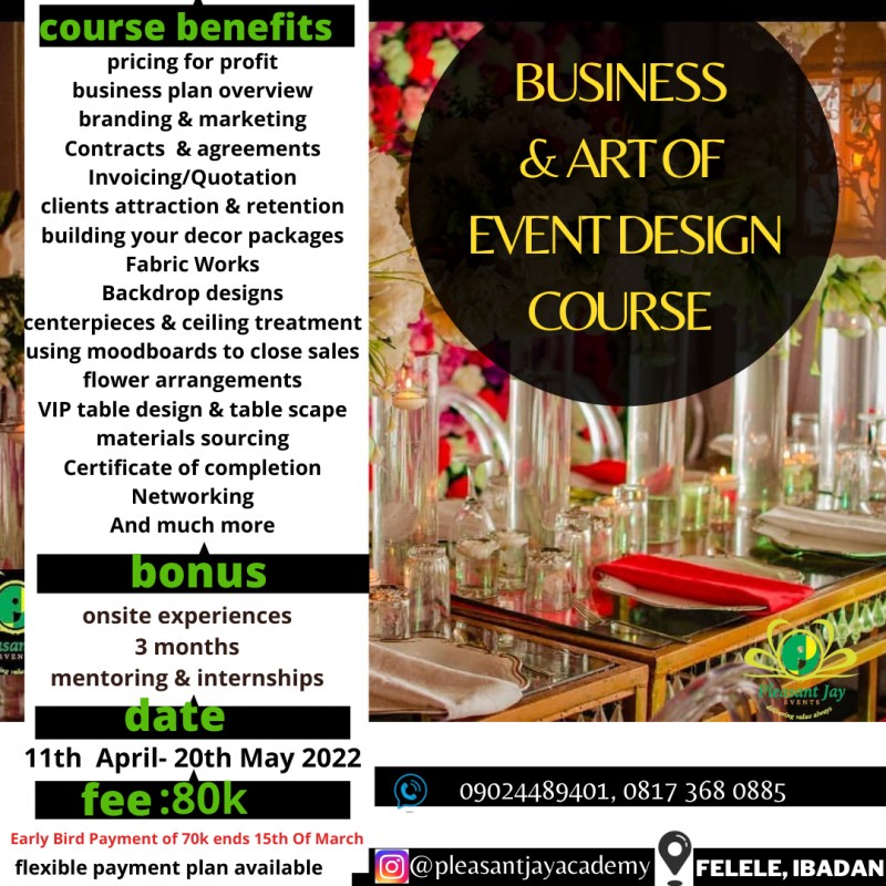 Business And Art Of Event Designs Course