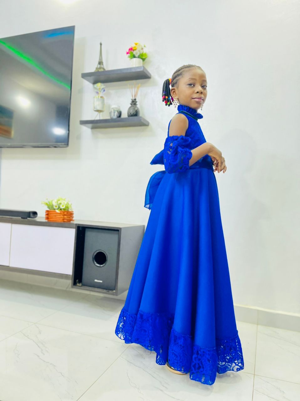 Latest Graduation Maxi Blue Dress Party Children Summer