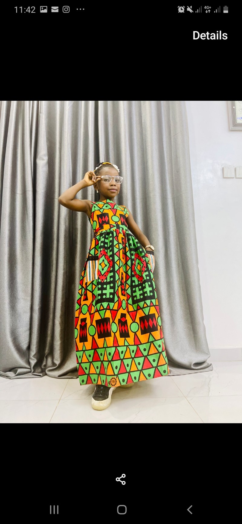 Orange Tribal Children Ankara Maxi Dress
