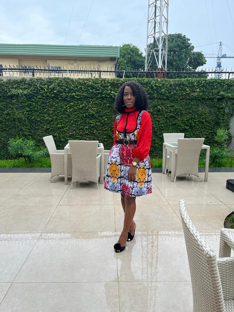 Red chiffon Ankara mix Summer kneelength Dress