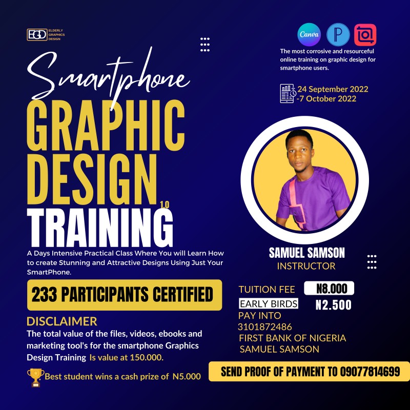 Smartphone Graphics Design Course Buy Buy SMARTPHONE GRAPHIC DESIGN TRAINING by Samuel Samson on Selar