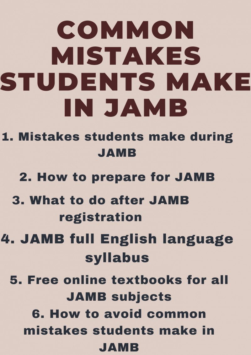 Buy Common mistakes students make in JAMB and how to avoid them by ...