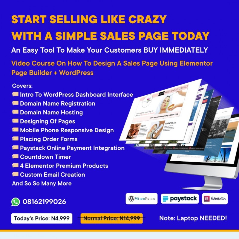 Sales/Landing Page Design Using Elementor Page Builder