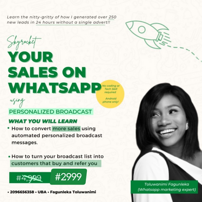 SKYROCKET YOUR SALES ON WHATSAPP USING PERSONALIZED BROADCAST.