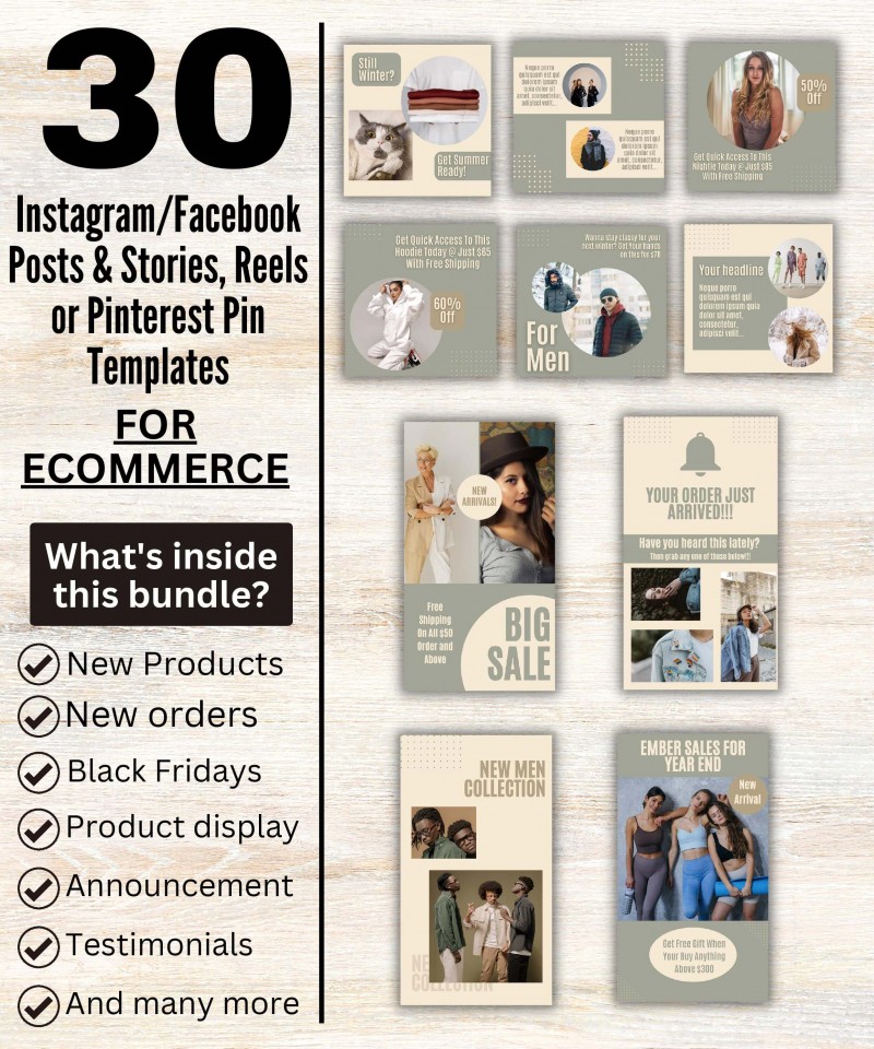 E-commerce Instagram Canva Template consisting of 30 Templates that you can easily edit for your online stores.