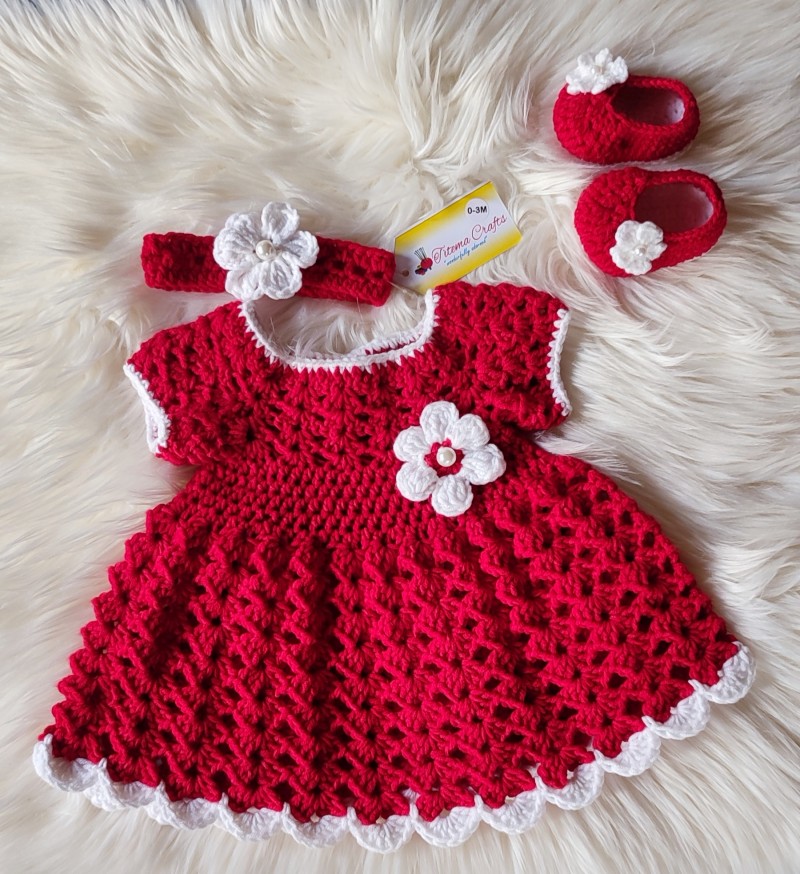 Buy Crochet Newborn Baby Gown Dress - Red (0-3 months) by TITEMA CRAFTS on  Selar