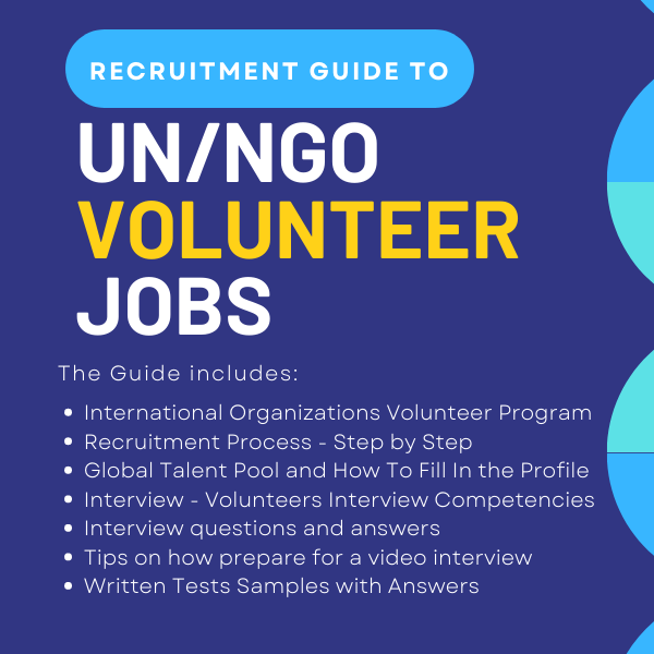 Career Development Bundle Offer: How To Get A Job in International Organizations + NGOs Volunteer Jobs With Tests Samples