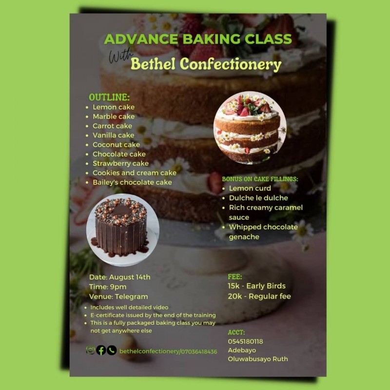 Buy online baking class by bethelconfectionery on selar