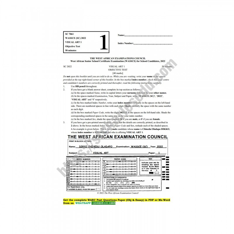 Buy WAEC Visual Art Past Questions Objective Essay Creative Design Drawing by obaleagbon