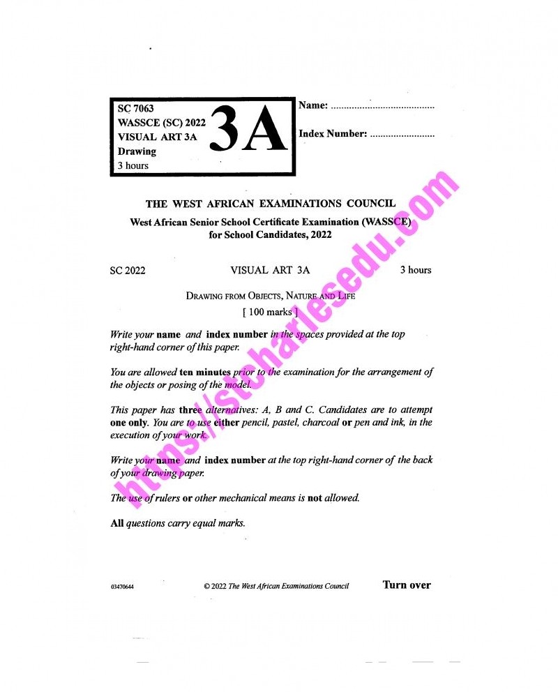 WAEC Visual Art Past Questions - Objective Essay Creative Design Drawing