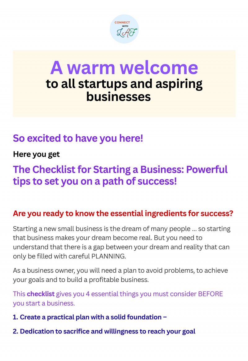 Checklist for Starting a Business