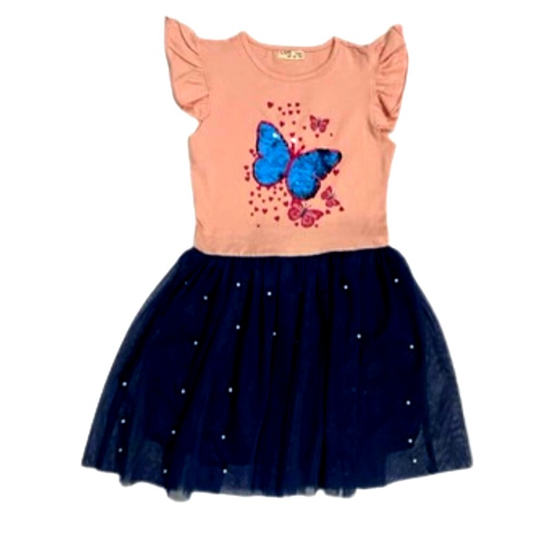Quality Butterfly Short Sleeve Dresses For Girls