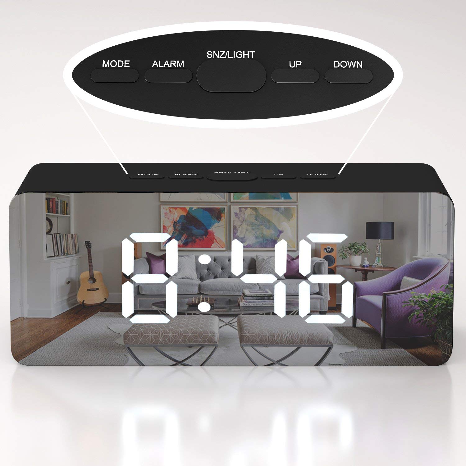 Light Luminous Customized Living Room Magic Mirror LED Digital Alarm Clock Desk & Table Clock
