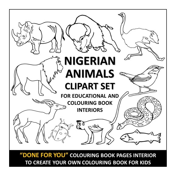Buy 680 nigerian animals clipart set for educational and colouring