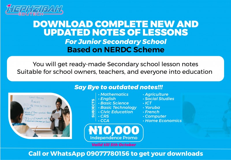 Junior Secondary School Lesson notes