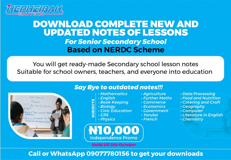 Senior Secondary School Lesson notes