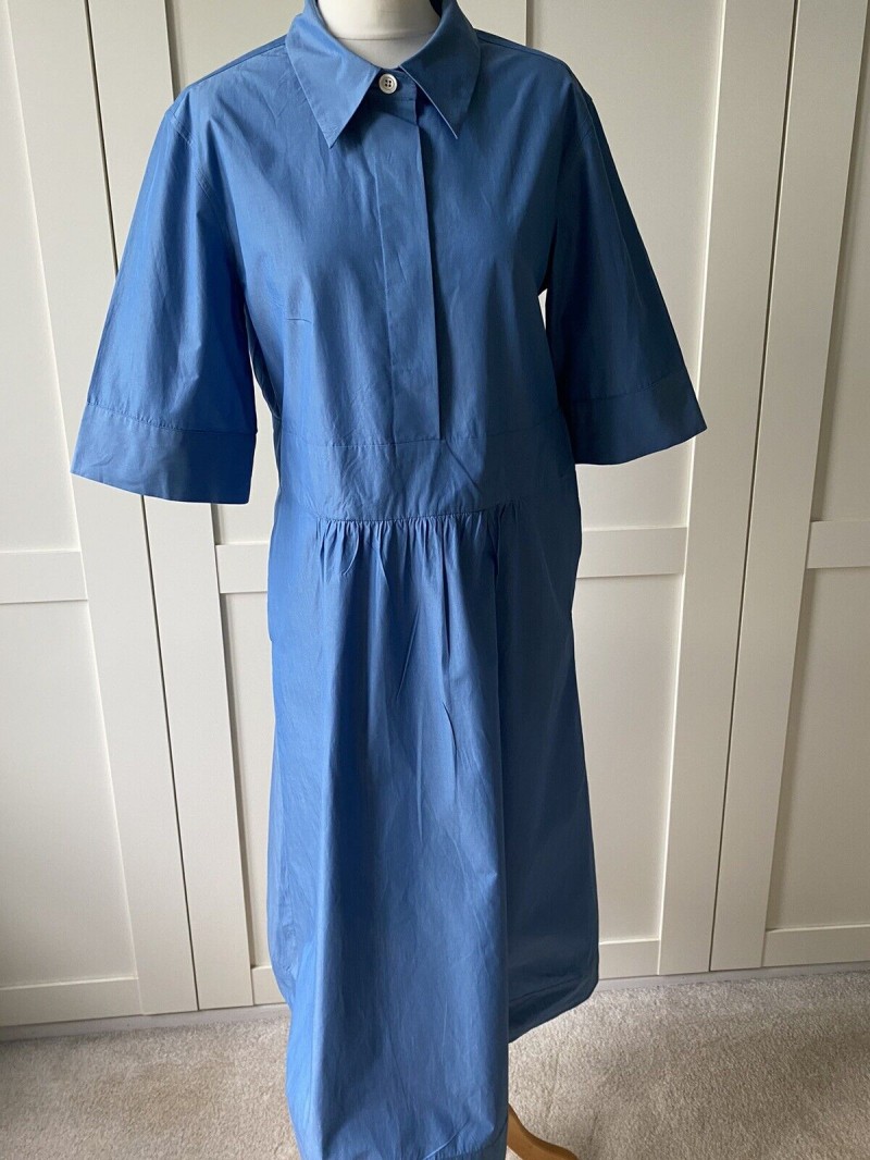 Margaret Howell Blue Cotton Shirt Dress 14