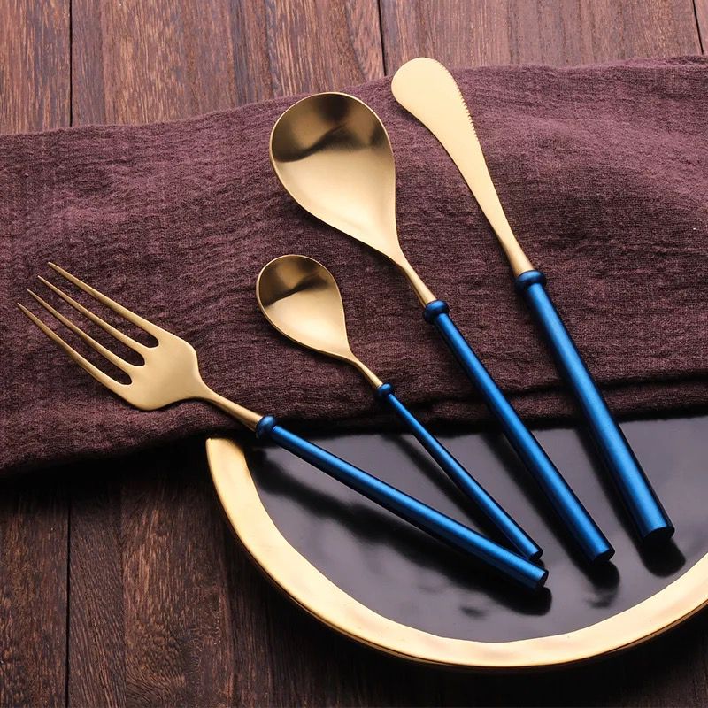 Luxury Blue & Gold Cutlery Set 30 PCS