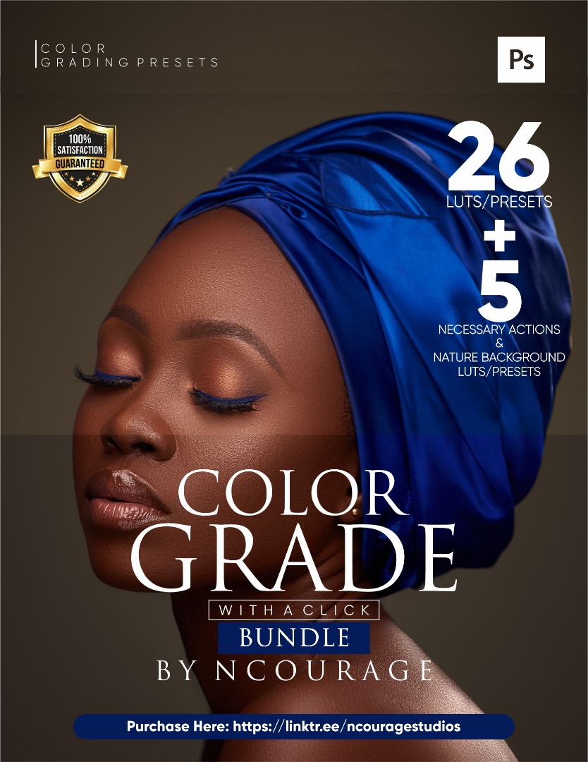 BUNDLE: Color Grade at a click (26 LUTS) Plus 5 Nature Background Lut and 5 PS Actions (PRESETS)